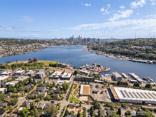 3642A Interlake Ave N, Seattle, WA 98103 - drone / aerial view of a nearby body of water and skyline
