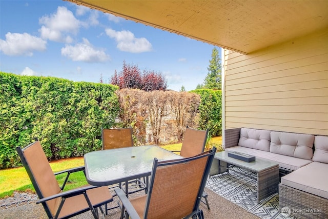1450 Mountain View Dr, Enumclaw, WA 98022 - view of patio / terrace with outdoor lounge area and outdoor dining area