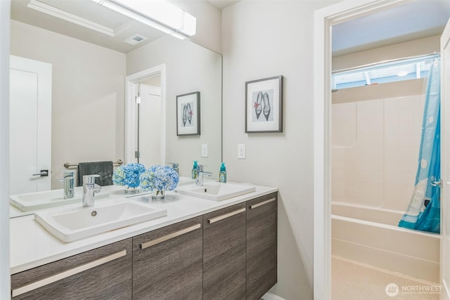 12914 SE 213th, Kent, WA 98031 - bathroom featuring double vanity and shower / bath combo