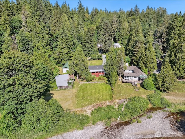 9128 184th Ave NE, Granite Falls, WA 98252 - aerial view of property and surrounding area with a heavily wooded area