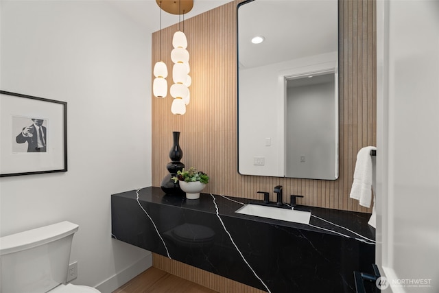10230 SE 13th Pl, Bellevue, WA 98004 - half bath featuring vanity and wood finished floors