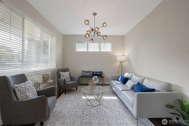 2504 NE 24th Pl, Renton, WA 98056 - living area featuring a chandelier and light carpet