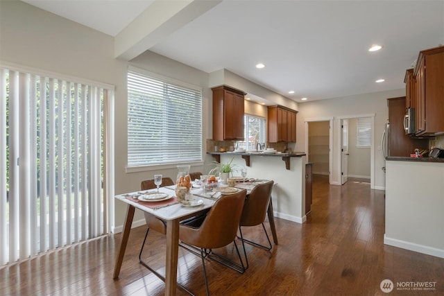 2504 NE 24th Pl, Renton, WA 98056 - dining space featuring dark wood-style floors and recessed lighting