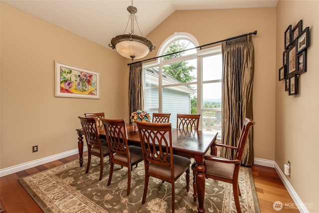 1483 Fox Hollow Rd, Sequim, WA 98382 - dining area with wood finished floors and lofted ceiling