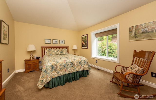 1483 Fox Hollow Rd, Sequim, WA 98382 - bedroom with lofted ceiling and carpet floors