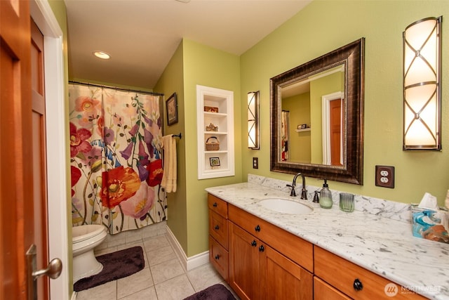 1483 Fox Hollow Rd, Sequim, WA 98382 - full bathroom with vanity, tile patterned floors, and a shower with shower curtain
