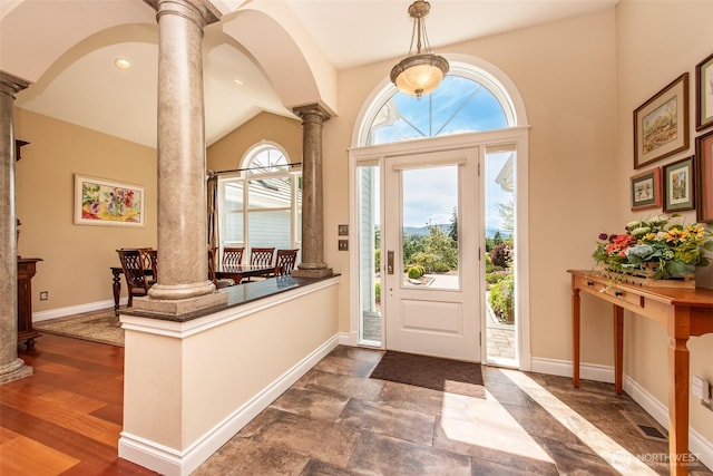 1483 Fox Hollow Rd, Sequim, WA 98382 - foyer entrance with ornate columns and arched walkways