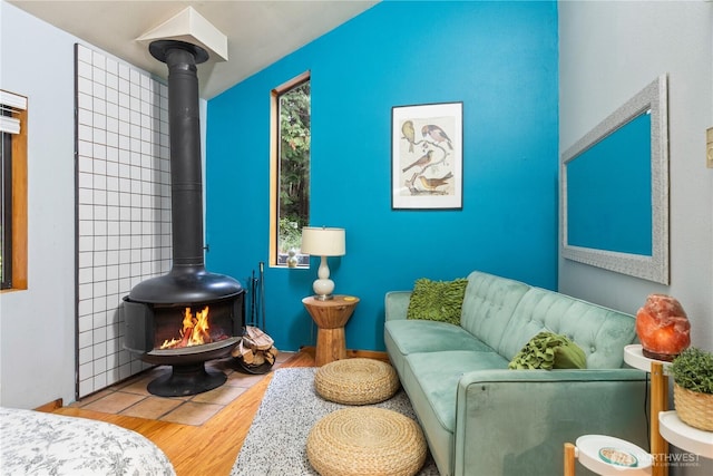 251 Saddle Dr, Port Townsend, WA 98368 - living room with a wood stove and wood finished floors