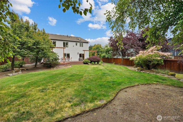 14219 284th Pl NE, Duvall, WA 98019 - fenced backyard featuring a pergola and a deck