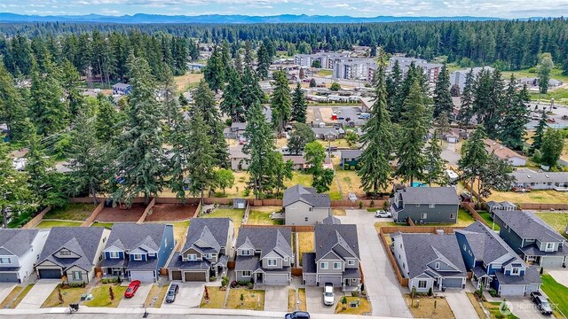 202 191st Street Ct E, Spanaway, WA 98387 - aerial view of residential area with a forest