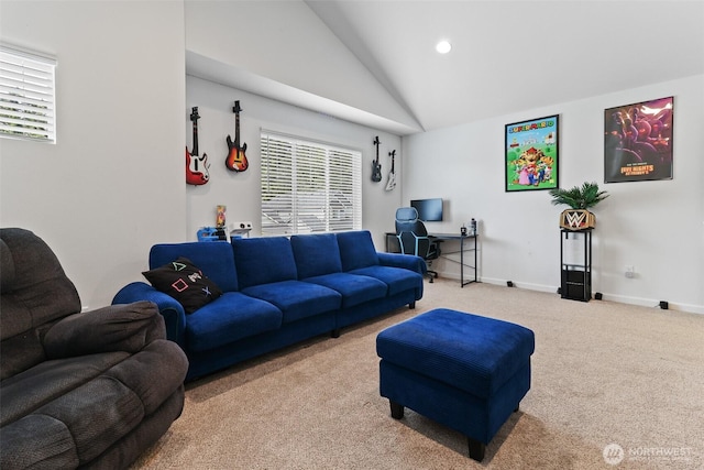 202 191st Street Ct E, Spanaway, WA 98387 - carpeted living room with recessed lighting and high vaulted ceiling