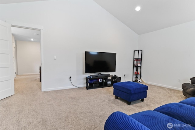 202 191st Street Ct E, Spanaway, WA 98387 - carpeted living room with high vaulted ceiling and recessed lighting