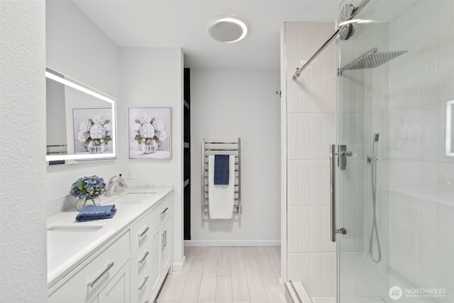 12170 Viewcrest Pl NE, Bainbridge Island, WA 98110 - full bath featuring a stall shower and double vanity
