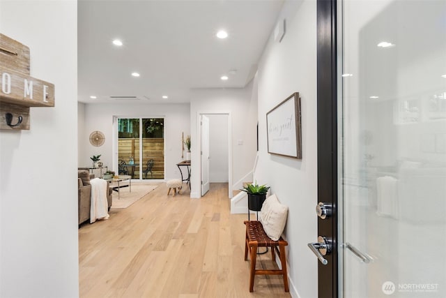 2665 51st Ave SW, Seattle, WA 98116 - hallway with light wood finished floors and recessed lighting