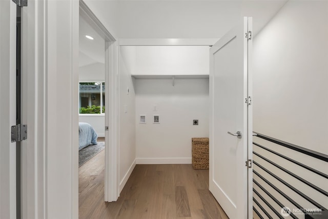 2665 51st Ave SW, Seattle, WA 98116 - laundry room featuring washer hookup, hookup for an electric dryer, and wood finished floors