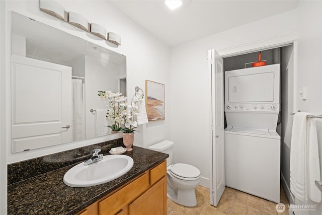 1015 Railroad Ave Unit 518, Bellingham, WA 98225 - full bathroom with stacked washer / dryer and vanity