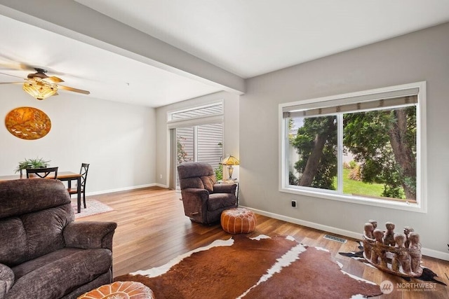 418 17th St SE Unit 9D, Auburn, WA 98002 - living area featuring wood finished floors and ceiling fan