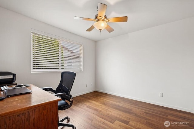 418 17th St SE Unit 9D, Auburn, WA 98002 - office featuring wood finished floors and a ceiling fan