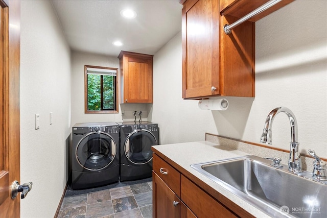 10300 64th Pl W, Mukilteo, WA 98275 - washroom featuring cabinet space, washer and dryer, and recessed lighting