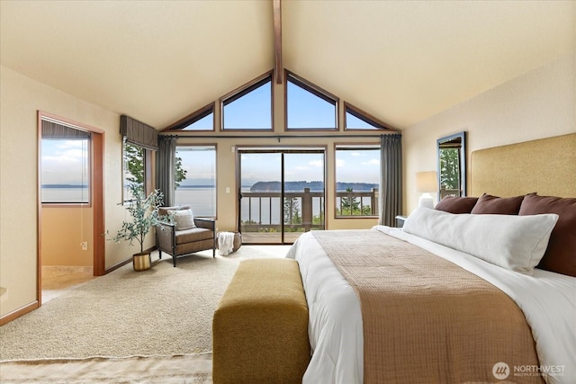10300 64th Pl W, Mukilteo, WA 98275 - bedroom featuring access to exterior, carpet flooring, and multiple windows