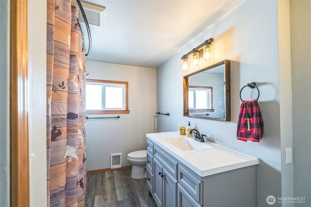 420 3rd St, Ronald, WA 98940 - bathroom with vanity, wood finished floors, and a shower with curtain