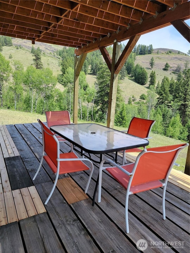 466 Sqove Rd, Wauconda, WA 98859 - wooden terrace featuring outdoor dining area