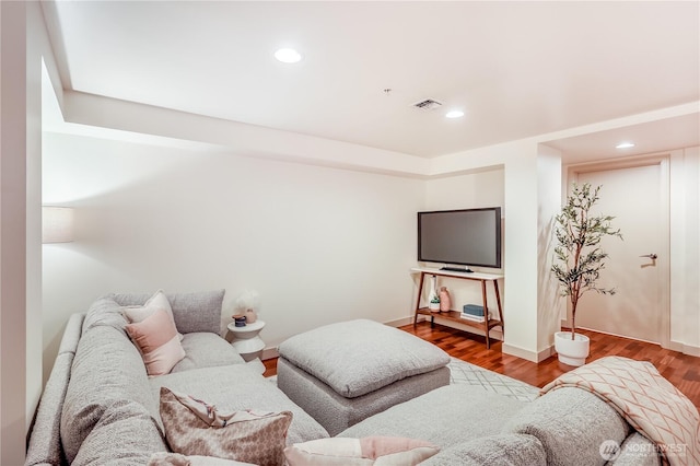 10650 NE 9th Pl Unit 3208, Bellevue, WA 98004 - living room featuring wood finished floors and recessed lighting