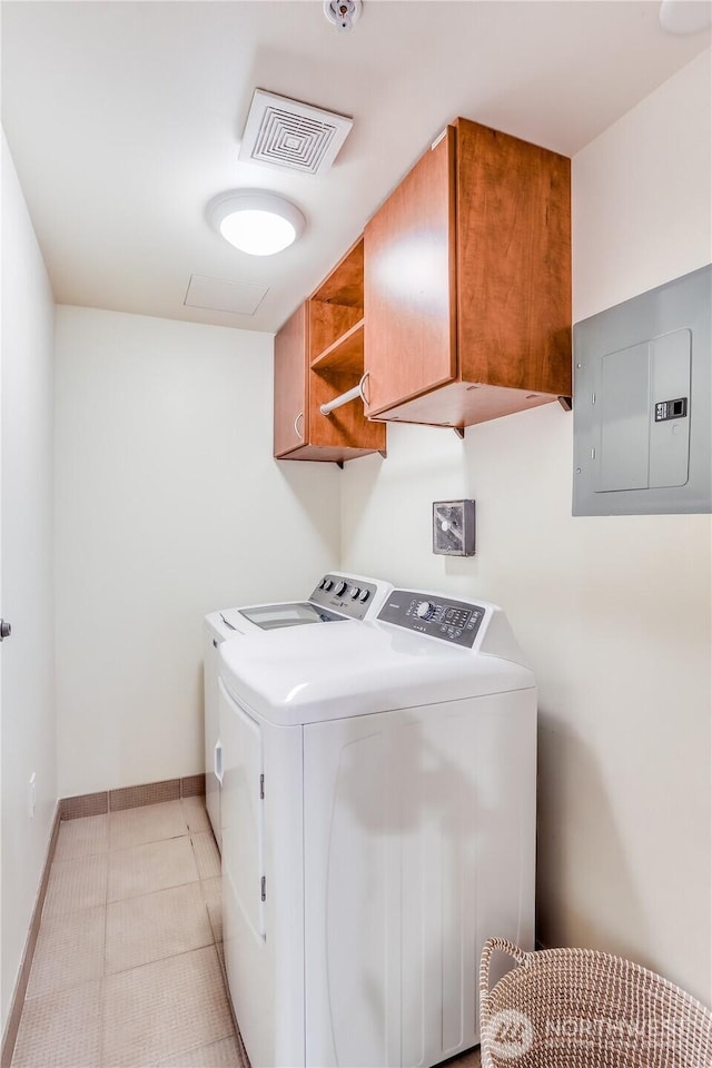 10650 NE 9th Pl Unit 3208, Bellevue, WA 98004 - washroom with cabinet space, washing machine and dryer, electric panel, and attic access