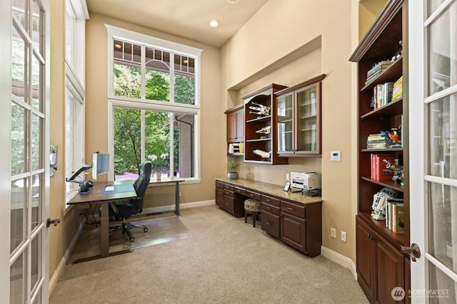 3303 Gravelly Beach Loop NW, Olympia, WA 98502 - office with french doors, light carpet, plenty of natural light, built in study area, and recessed lighting