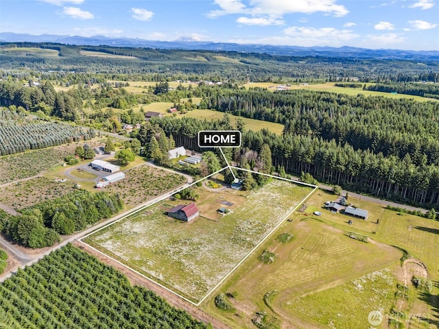 3381 Centralia Alpha Rd, Onalaska, WA 98570 - overview of rural landscape featuring property parcel outlined and a mountain backdrop