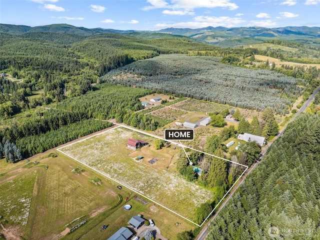 3381 Centralia Alpha Rd, Onalaska, WA 98570 - aerial view of property's location featuring property parcel outlined and a mountainous background