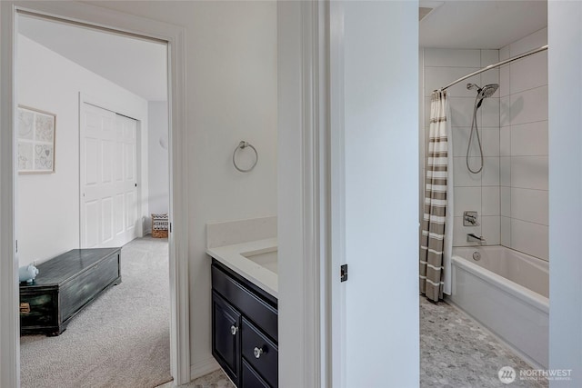 6581 156th Ave SE, Bellevue, WA 98006 - full bathroom with vanity and shower / bath combo with shower curtain