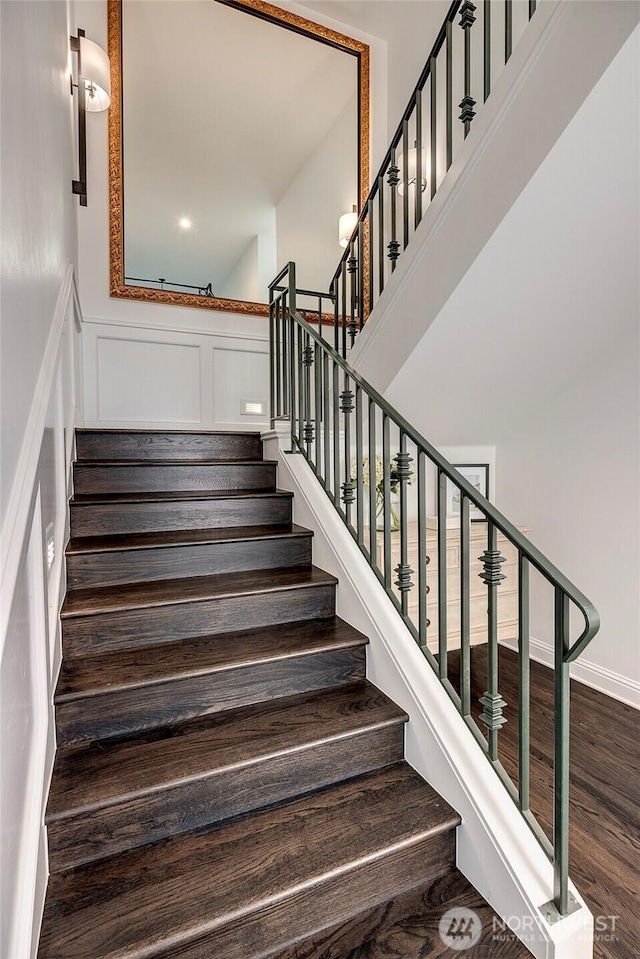6581 156th Ave SE, Bellevue, WA 98006 - staircase with wood finished floors and a high ceiling