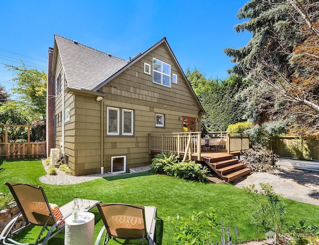 3112 NE 65th St, Seattle, WA 98115 - rear view of house featuring roof with shingles and a wooden deck