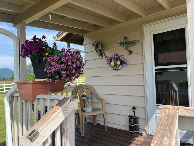 158 Skaggs Rd, Morton, WA 98356 - wooden porch with a mountain view