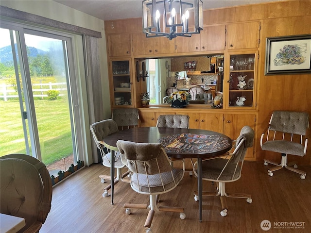 158 Skaggs Rd, Morton, WA 98356 - dining space with a chandelier and wood finished floors
