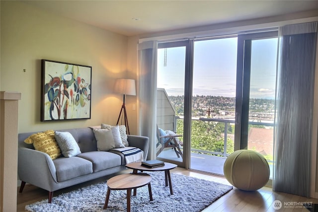 4411 Greenwood Ave N, Seattle, WA 98103 - living area featuring healthy amount of natural light and wood finished floors