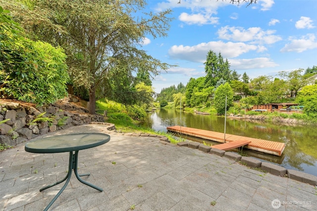 11028 E Riverside Dr, Bothell, WA 98011 - view of patio with a floating dock and a water view