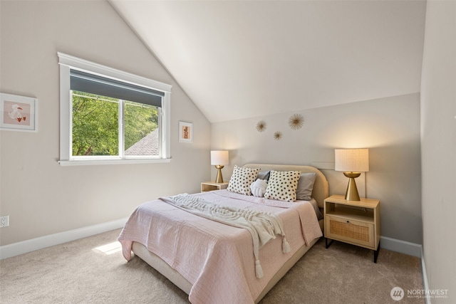 11028 E Riverside Dr, Bothell, WA 98011 - carpeted bedroom with lofted ceiling and baseboards