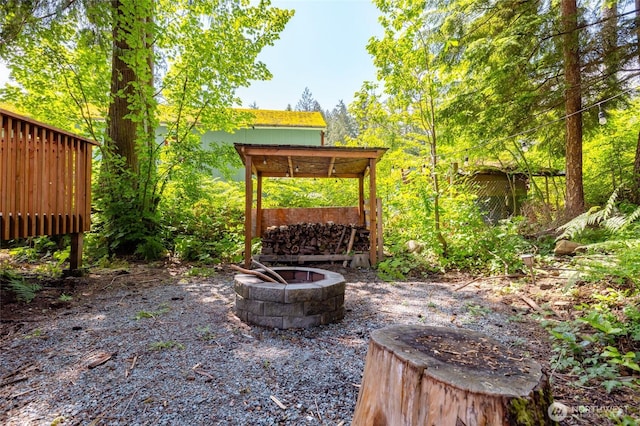 8471 Golden Valley Dr, Maple Falls, WA 98266 - view of yard featuring an outdoor fire pit