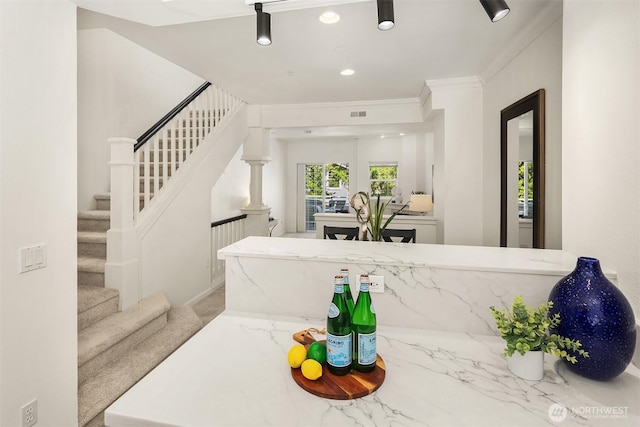 1900 132nd Ave SE Unit I-23, Bellevue, WA 98005 - stairway featuring crown molding and recessed lighting