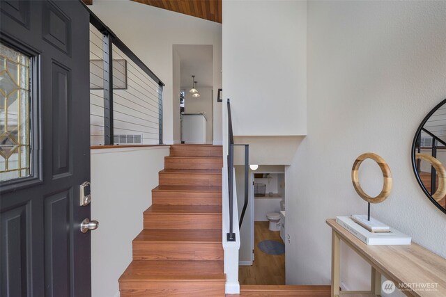 2012 SE 18th Ct, Renton, WA 98055 - foyer with stairway and wood finished floors