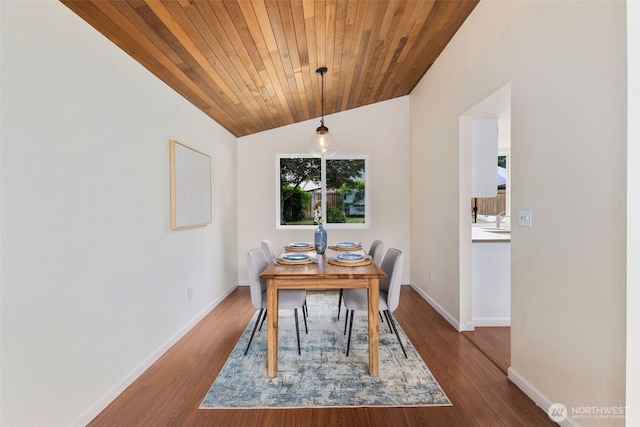 2012 SE 18th Ct, Renton, WA 98055 - dining room featuring wood finished floors, vaulted ceiling, and wood ceiling