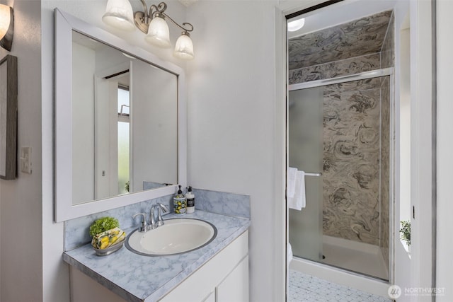 2012 SE 18th Ct, Renton, WA 98055 - bathroom featuring vanity and a stall shower
