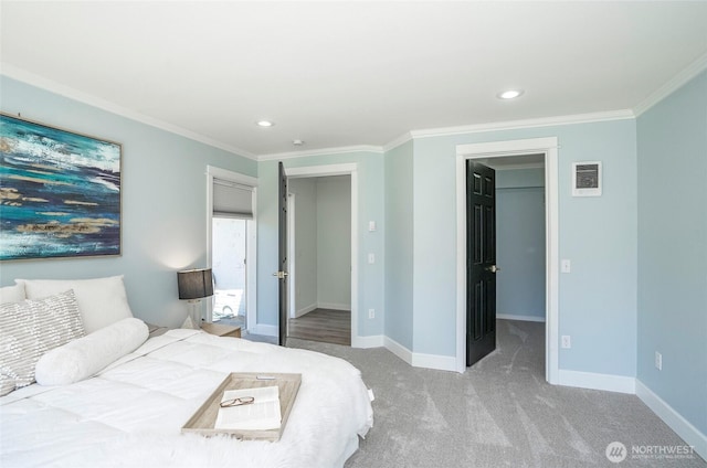 15512 Elm St E, Sumner, WA 98390 - bedroom with crown molding, a spacious closet, carpet flooring, and recessed lighting
