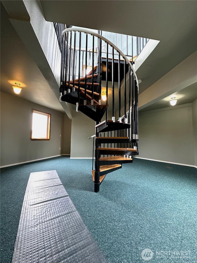 832 Whale Ct SW, Ocean Shores, WA 98569 - staircase with carpet flooring and baseboards
