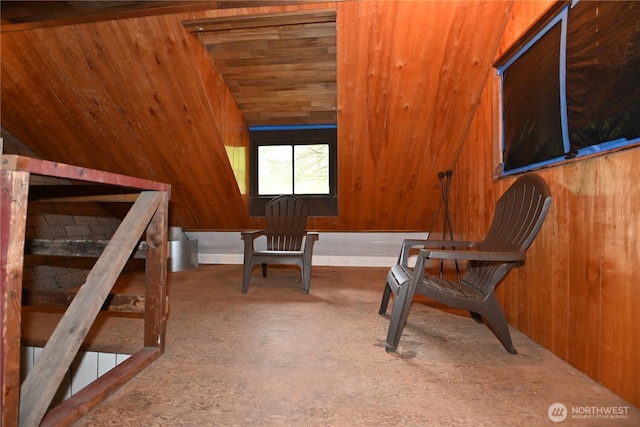 53009 S Riverside Rd, Gold Bar, WA 98251 - living area with wooden walls and vaulted ceiling