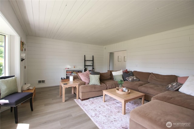 251 N 2nd St N, Buckley, WA 98321 - living area with light wood-type flooring, wood walls, and wood ceiling