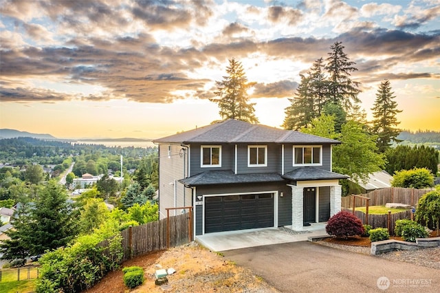 1818 36th St, Bellingham, WA 98226 - view of front of property with asphalt driveway, a garage, and a shingled roof