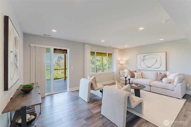 1818 36th St, Bellingham, WA 98226 - living room featuring wood finished floors and recessed lighting